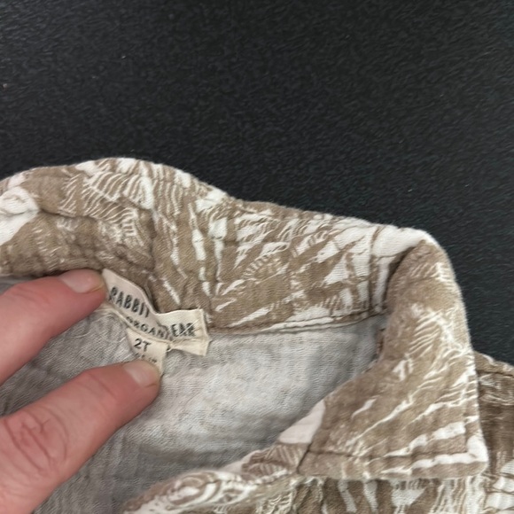 Brown and White Button Down Shirt with Tropical Print - Picture 2 of 2